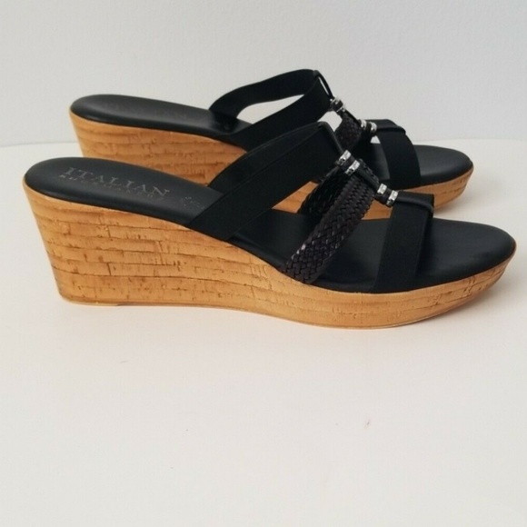 black and silver wedges